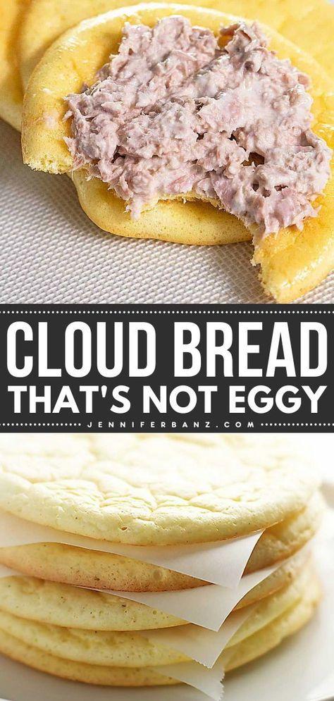 Cloud Bread Sandwich, Cloud Bread Ideas, Cloud Bread Danish, Bread Replacement Ideas, Cinnamon Cloud Bread, Crafty Morning Recipes, No Bread Recipes, Keto Crescent Rolls, Cloud Bread Recipes