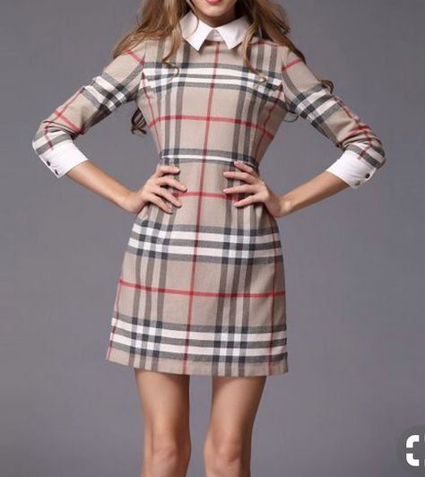 Burberry signature plaid design Checked Dress, Burberry Dress, Burberry Plaid, Burberry Outfit, Shift Dresses, Checkered Dress, Estilo Preppy, 7 Minutes, Khaki Dress