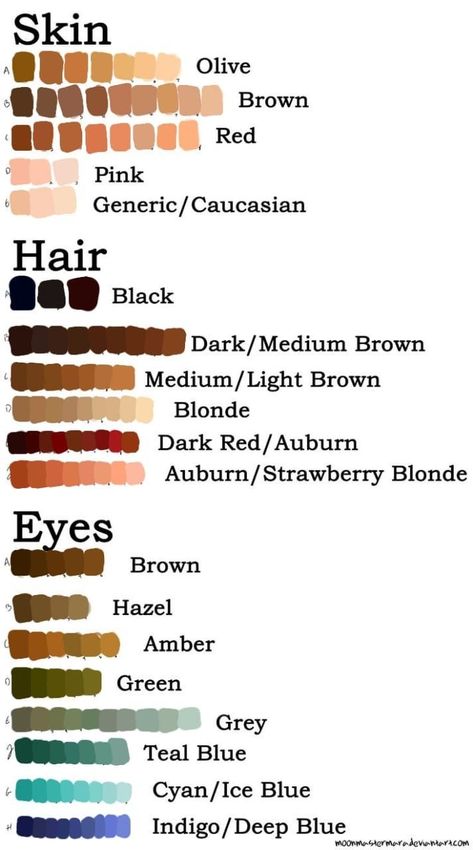 Skin And Hair Color Palette, Skin Coloring Digital Art, Digital Art Shadow, Digital Art Hair Color Palette, Brown Hair Colour Palette, Hair Color Palette Procreate, Digital Art Hair Color, Strawberry Blonde Hair Color Palette, Skin Color Illustration