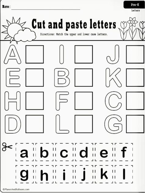 Letter Matching Worksheet, Spring Worksheets Preschool, Abc Order Worksheet, Spring Worksheet, Printable Alphabet Worksheets, Abc Worksheets, Alphabet Worksheets Kindergarten, Cut And Paste Worksheets, Alphabet Matching