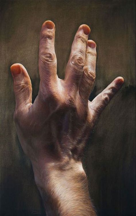 hand painting by Javier Arizabalo                                                                                                                                                      More Hand Shading, Paint Hands, Painting Hands, Hands Painting, Painted Hands, Hyper Realism, Realistic Oil Painting, 얼굴 드로잉, Realistic Paintings