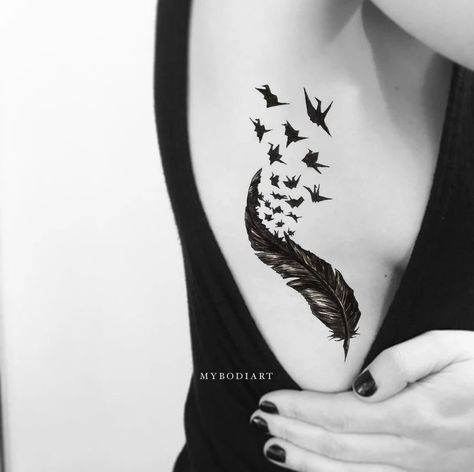 Rib Cage Cover Up Tattoos For Women, Unique Rib Cage Tattoos For Women, Braille Tattoo, Rib Tattoo Ideas, Tattoo Mujer, Bird Tattoo Ribs, W Tattoo, Tattoo Sheets, Stomach Abs