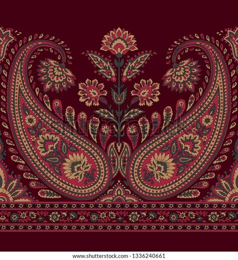 Fashion Sketch Template, Indian Paisley, Paisley Border, Paisley Print Design, Mughal Art Paintings, Greek Pattern, Folk Art Flowers, Print Design Art, Paisley Art