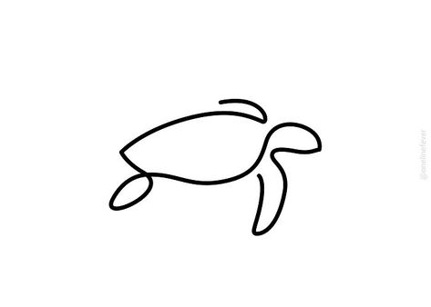 Single Line Ocean Animals, One Line Drawing Animals, Beach Line Art, Textiles Coursework, One Line Animals, Animal Line Drawings, One Line Tattoo, Turtle Tattoo Designs, Remembrance Tattoos