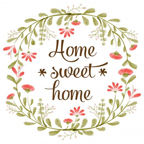 Home sweet home card | Premium Vector #Freepik #vector #background #flower #card #flowers Home Sweet Home Art, Home Background, Beautiful Horses Photography, Simple Living Room Decor, Vector Quotes, Delicate Watercolor, Flowers Vector, Decoupage Vintage, Watercolor Logo