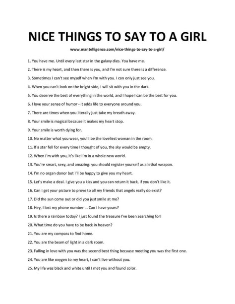 Nice Thing To Say To Your Girlfriend, To Her Sweet Texts, How To Call Someone Beautiful, Things To Say To Make Someone Smile, Sweet Words To Tell Your Girlfriend, Beautiful Things To Say To Her, Thing To Say To Your Girlfriend, Things To Ask Girlfriend, Best Lines For Girlfriend