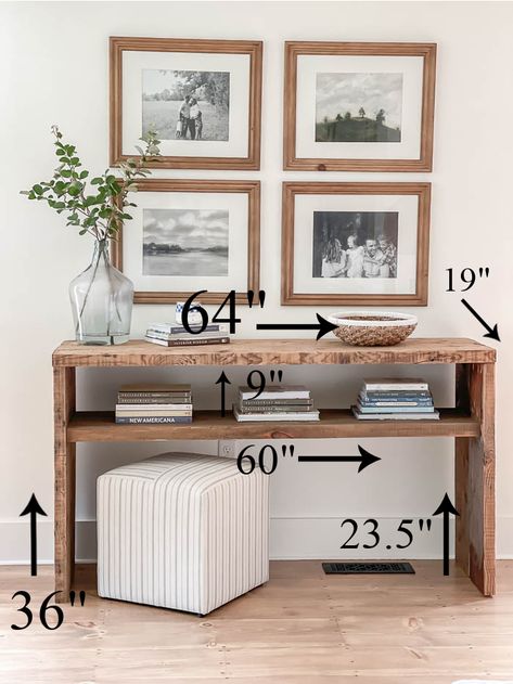 Behind Couch Console, Behind Sofa Console, Table Behind Sofa, Gallery Wall Tutorial, Console Table Behind Sofa, Couch Console, Diy Entry Table, Diy Entryway Table, Reclaimed Wood Side Table