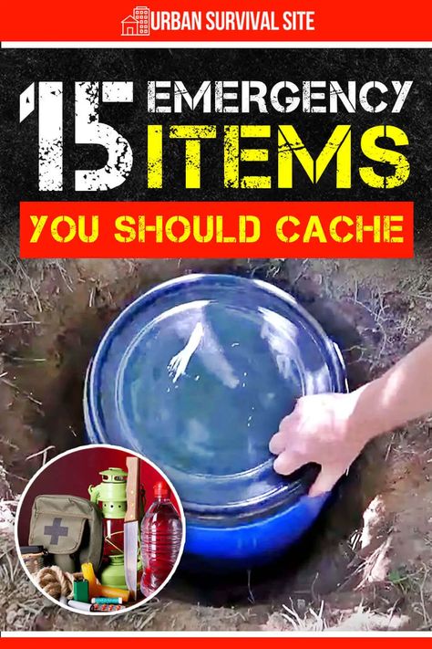 A survival cache is a hidden store of supplies that can be used in an emergency. The supplies may include food, water, and medical supplies. Survival Cache Ideas, Survival Knowledge, Survival Cache, Tent Life, Emergency Preparedness Food Storage, Prepper Supplies, Off Grid Survival, Bushcraft Shelter, Shtf Preparedness