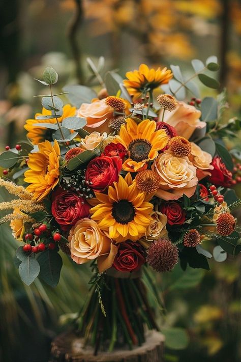 Sunflowers and Rose Marriage ceremony Bouquets: 20 Inspiring Concepts- #Bouquets #Ideas #Inspiring #Rose #Sunflowers #Wedding Check more at https://howcandothis.com/weddingideas/sunflowers-and-rose-marriage-ceremony-bouquets-20-inspiring-concepts/ Fall Bouquet Flowers In Vase, Bouquet Of Chrysanthemums, Fall Wildflower Bouquet, Chrysanthemum Wedding Bouquet, Wildflower Bouquet Wedding, Montana Summer, Sunflowers And Roses, Sunflower Arrangements, Sunflower Wedding Bouquet