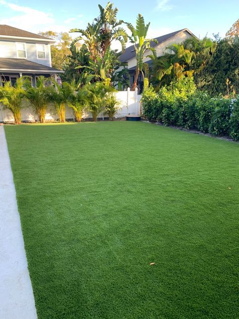 This backyard will never see another brown spot again! https://moderngroundsfl.com/ #ModernGrounds #Tampa #SouthTampa #SyntheticTurf #SyntheticGrass #TampaLandscaping #LawnGoals #OutdoorGoals #Backyard #BackyardInspo Big Grassy Backyard, Large Grass Backyard, Backyard Background, Garden Grass, Cute Background For Zepeto, Plastic Grass, New Ceiling Design, No Grass Backyard, Fake Grass