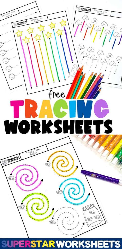 Prek Lines Art Lesson, Line Drawing Practice Preschool, Tracing Practice Preschool Free, Fine Motor Practice Preschool, Preschool Fine Motor Crafts, Pre Printing Activities Fine Motor, Preschool Tracing Printables, Writting Idea For Preschool, Pencil Practice Preschool