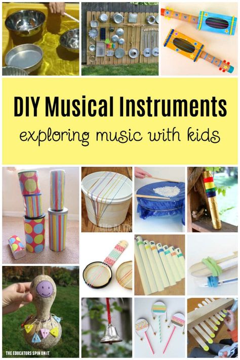 DIY Musical Instruments for Kids! Exploring music with kids at home Musical Instruments To Make, Diy Musical Instruments For Kids, Preschool Homeschool Activities, Musical Instruments For Kids, Instrument Craft, Homemade Musical Instruments, Making Musical Instruments, Homemade Instruments, Homeschool Preschool Activities