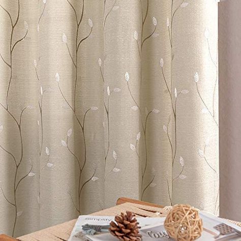 Beige Window Treatments, Beige Curtains Living Room, Room Embroidery, Semi Sheer Curtains, Curtains Style, Curtains Grommet, Brown Curtains, Beige Curtains, Beige Living Rooms