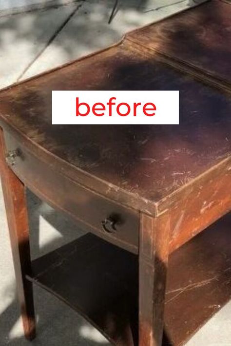 Refurbish Side Table, Night Stand Upcycle, Painting Side Tables Ideas, Upcycle End Table, Upcycled Side Table Ideas, Refurbished Side Table Ideas, Painted Tables Ideas Wood Furniture, Upcycle Nightstand Diy, Side Table Flip Ideas