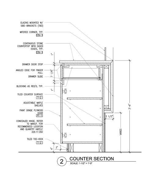 Gallery - Compartes Melrose / AAmp Studio - 23 Bar Detail Drawing, Cabinet Detail Drawing, Furniture Details Drawing, Details Drawing, Millwork Details, Drawing Furniture, Detail Drawing, Reception Desk Design, Bar Detail