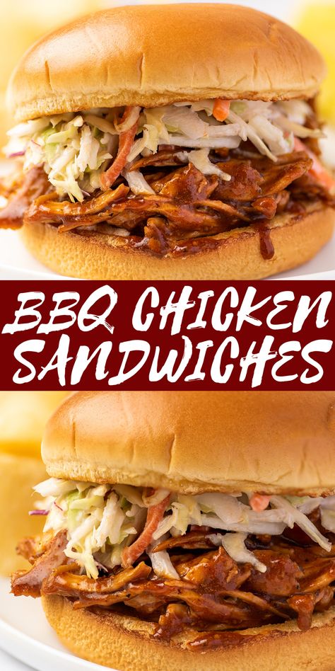 Essen, Barbeque Chicken Sandwich, Bbq Sandwich Recipe, Barbeque Sandwiches, Bbq Chicken Sandwich Recipes, Bbq Pulled Chicken Recipes, Crunchy Coleslaw, Bbq Chicken Sandwiches, Bbq Pulled Chicken Sandwiches