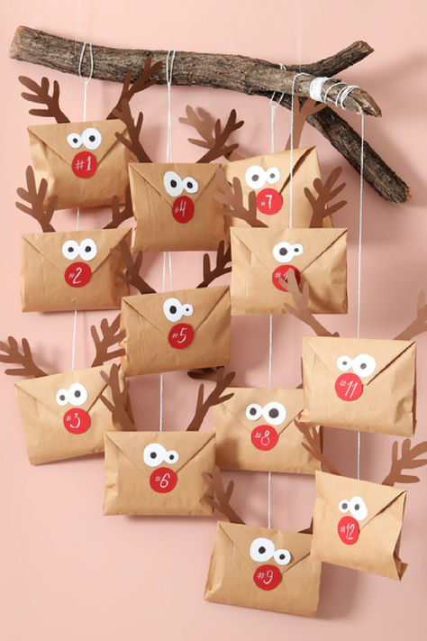 12 days of christmas gifts, Rudolph wrapping ideas Homemade Advent Calendars, 12 Days Of Xmas, Christmas Advent Calendar Diy, Advent Calendar Gifts, Sustainable Christmas, Advent For Kids, Advent Calenders, Diy Calendar, Advent Calendars For Kids