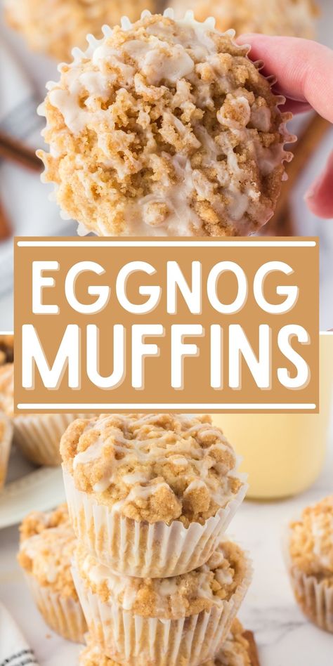 Cranberry Eggnog Muffins, Egg Nog Muffins Recipe, Recipes That Use Eggnog, Christmas Brunch Muffins, Leftover Eggnog Recipes, Pop Overs Recipe Muffin Tin, Holiday Muffins Recipes, Eggnog Recipes Baking, Christmas Brunch Desserts