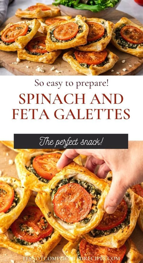 Feta Pastry, Puff Pastry Recipes Appetizers, Spinach Puff Pastry, Spinach Feta, Savory Pastry, Appetizer Bites, Puff Pastry Recipes, Flaky Pastry, Spinach And Feta