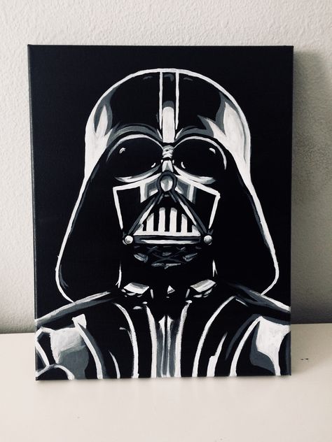 Storm Trooper Painting, Darth Vader Acrylic Painting, Darth Vader Painting Easy, Starwars Paintings Easy, How To Draw Darth Vader, Star Wars Painting Easy Canvas, Starwars Canvas Painting, Darth Vader Painting Canvases, Star Wars Painting Easy