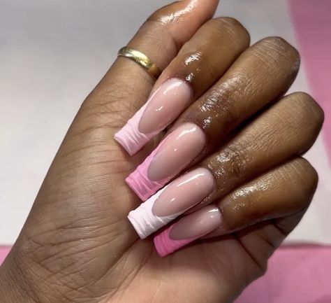 Pink French Tip, Stiletto Nail Art, Cute Acrylic Nail Designs, Pink French, Long Acrylic, Tip Nails, Girls Nails, Birthday Nails, Nail Bar