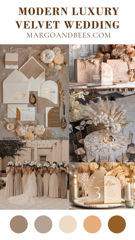 Magnificence in Neutrals: The Attract of a Gold and Velvet Beige Marriage ceremony Check more at https://howcandothis.com/weddingideas/magnificence-in-neutrals-the-attract-of-a-gold-and-velvet-beige-marriage-ceremony/ Beige Wedding Theme, Champagne Wedding Themes, Brown Wedding Themes, Wedding Theme Color Schemes, Champagne Wedding Colors, Taupe Wedding, Wedding Color Pallet, Wedding Motifs, Neutral Wedding Colors