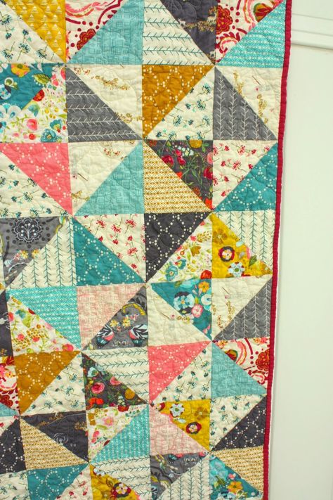 Broken Dishes Baby Quilt Tutorial Hst Quilts, Half Square Triangle Quilts Pattern, Diary Of A Quilter, Triangle Quilt Pattern, Baby Quilt Tutorials, Triangle Quilts, Baby Quilt Pattern, Half Square Triangle Quilts, Baby Quilt Patterns