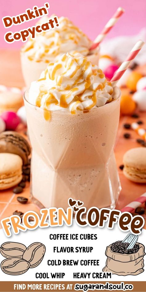 Dunkin Donuts Frozen Coffee Recipe, Frozen Coffee Drinks Recipes, Dunkin Donuts Recipe, Caramel Coffee Recipe, Duncan Donuts, Coffee Dunkin, Frozen Coffee Drinks, Star Bucks, Frozen Coffee