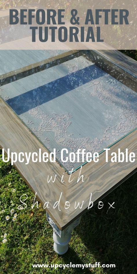 Shadow Box Table, Shadow Box Coffee Table, Box Coffee Table, Restored Furniture, Coffee Table Makeover, Old Coffee Tables, Upcycling Furniture, Diy Shadow Box, Upcycling Projects