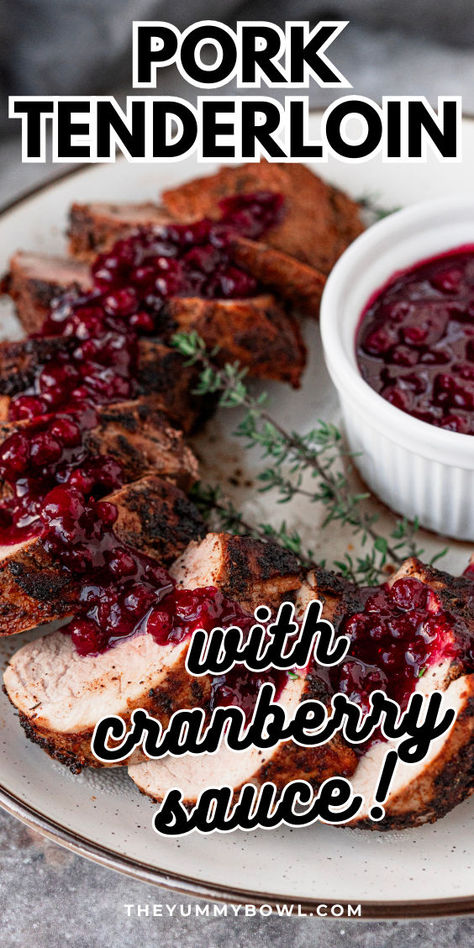 Pork tenderloin with a homemade cranberry or lingonberry sauce is the best Christmas main course for your holiday dinners during. This flavorful dish is so delicious and is made with only a few simple ingredients. This cranberry pork tenderloin is the best dinner for Christmas or any other holiday. Try this pork tenderloin with cranberry sauce today! Cranberry Pork Tenderloin, Dinner For Christmas, Oven Baked Pork Tenderloin, Lingonberry Sauce, Christmas Main Course, Cranberry Pork, Easy Pork Tenderloin, Baked Pork Tenderloin, Christmas Main