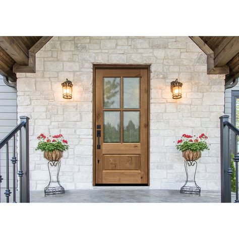 Greatview Doors 36-in x 80-in Wood 3/4 Lite Right-Hand Inswing Knotty Alder Unfinished Prehung Front Door Solid Core Lowes.com Colored Front Door, Stained Front Door, Alder Doors, Craftsman Door, Farmhouse Front Door, Victorian Door, Knotty Alder, Wood Front Doors, Glass Panel Door