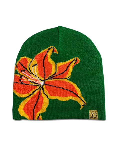 Tiger Lily Beanie | Juliet Johnstone Juliet Johnstone, Dyed Pants, Mode Crochet, Knit Logo, Woven Label, Logo Pattern, Jacquard Knit, Tiger Lily, Cute Hats