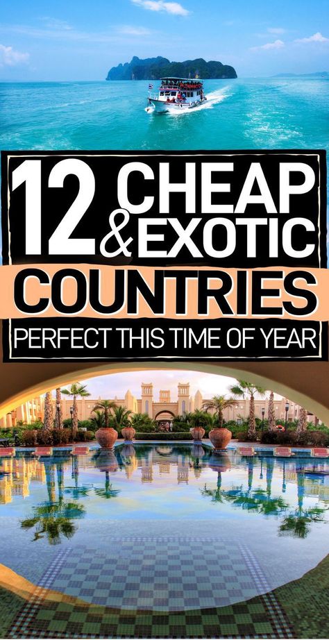 Exotic destinations to travel on a budget that are perfect this time of year. If you want to travel abroad, these are the 12 cheap countries to visit that'll whisk you away to a sunny place! #Travel #TravelTips #BudgetTravel Travel On A Budget, Cheap Places To Travel, Travel Jobs, Exotic Holiday, Us Travel Destinations, Countries To Visit, Summer Destinations, Cities In Europe, Destination Voyage