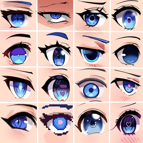 Safebooru - blue eyes close-up dayshiart eyes heart heart-shaped pupils highres looking at viewer looking up multiple style parody multiple views original pixel art symbol-shaped pupils v-shaped eyebrows | 3191721 Anime Eye Shapes, Heart Shaped Pupils, Male Eye Drawing Reference, Close Up Poses, Cat Pupils, Eye Inspiration, Shaped Eyebrows, How To Draw Anime Eyes, Manga Eyes