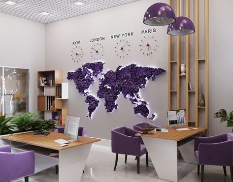 we art Travel agency Small Office Design Interior, Agency Office, Office Wall Design, Small Office Design, Office Interior Design Modern, Corporate Office Design, Travel Office, Office Travel, Restaurant Interior Design