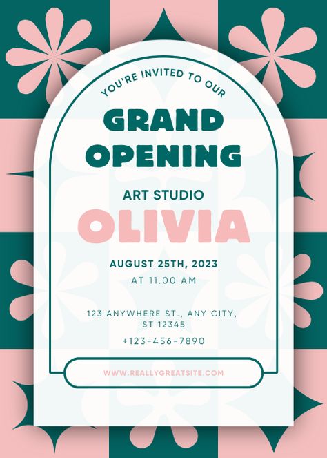 Flyer For Event, Cute Event Poster, Open House Poster Design, Brand Invitation Card, Minimalist Event Poster, Re Opening Poster, New Store Opening Poster Graphic Design, Grand Opening Poster Design Ideas, Grand Opening Invitations Template