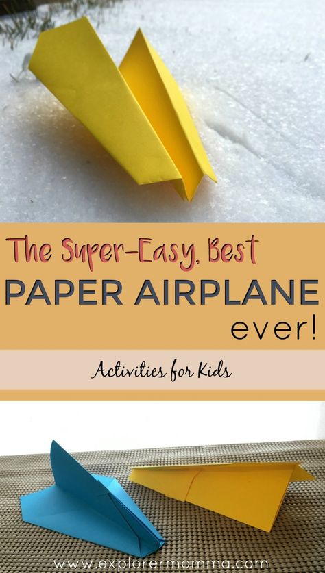 The Super-Easy, Best Paper Airplane Ever | Explorer Momma Best Paper Airplane, Plane Crafts, Make A Paper Airplane, Airplane Crafts, Transportation Preschool, Popular Hobbies, Paper Flower Wall Decor, Paper Airplane, Paper Flower Wall