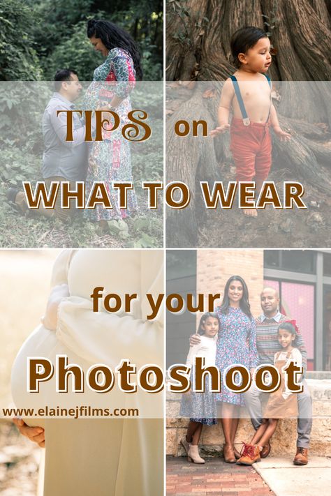 Helpful tips on what to wear for your photoshoot | Family photoshoot outfit ideas | Clothing ideas for photo sessions | Solids vs. busy patterns | Neutral and earth tones | Avoid logos | Read more at https://elainejfilms.com/what-to-wear-for-your-photoshoot/ What To Wear In Photoshoot, Neutral Background Photoshoot, How To Dress For Photoshoot, Earth Tone Color Palette Clothes, What To Wear To A Photoshoot, Earth Tone Color Palette Outfit, Dress Shoot Ideas, Best Outfits For Photoshoot, Photo Shoot Clothing Ideas