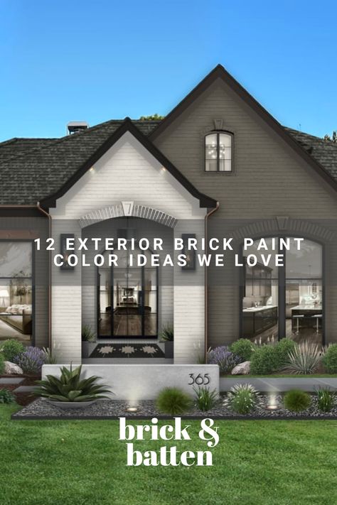 From creating contrast with dark brick and light trim to accenting painted brick with natural elements like wood and stone, there is a wide range of exterior brick paint color ideas that can elevate your home exterior. Here are some of our favorites: https://bit.ly/41hJOyy Blue Gray Painted Brick House, Brick Home Exterior Paint Ideas, Brick Home Exterior Colors Schemes, Painted Brick With Tan Siding, Exterior Brick Painting, Two Toned Brick House Exterior, Exterior Brick Paint Colors For House, Exterior Paint For Brick House, Brick Home Painted Exterior Colors