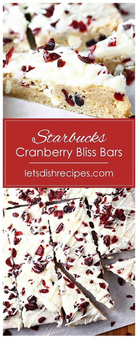 Starbucks Cranberry Bliss Bars Copycat, Starbucks Cranberry Bliss Bars, Starbucks Cranberry Bliss, Cranberry Recipes Dessert, Tiny Desserts, Cranberry Bliss Bars Recipe, Chewy Blondies, Dried Cranberries Recipes, Orange Cream Cheese Frosting