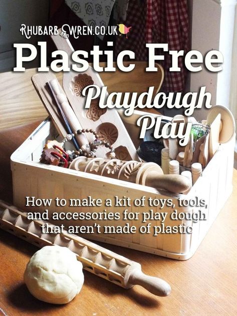 Replace the plastic with natural materials for plastic-free play dough playtime! You don't have to stick with plastic for play dough toys and accessories - we put together a play dough kit filled with things made only from natural materials, so now our play dough play-time is entirely plastic free! Playdough Station, Playdough Tools, Plastic Alternatives, Playdough Activities, Eco Friendly Kids, Plastic Free Living, Playdough Kits, Education Positive, Free Toys