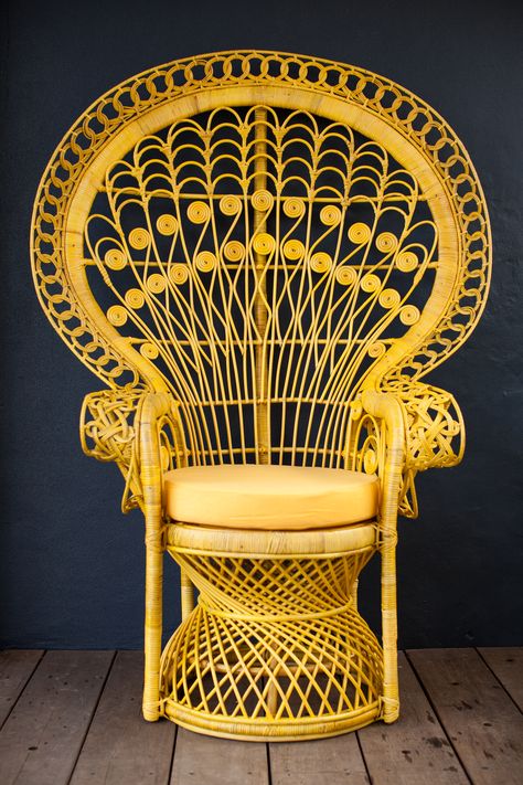 Peacock Chair Yellow Wicker Living Room Furniture, Wicker Peacock Chair, Peacock Chairs, Bedroom Ideas For Small Rooms, Chairs Logo, Furniture Rattan, Patterned Armchair, Scandinavian Dining Chairs, Peacock Chair