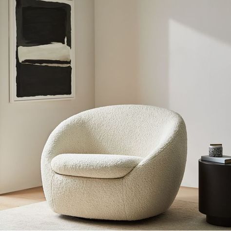 These 11 West Elm Pieces Are Functional and Chic, Plus They're on Sale! Cozy Swivel Chair, Loft Interior, Swivel Chair Desk, Patterned Chair, Iron Chair, Cozy Chair, Swivel Barrel Chair, Style Loft, Swivel Armchair