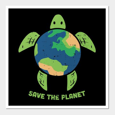 Save The Planet Earth Day Environment Turtle Recycle Ocean T Shirt -- Choose from our vast selection of art prints and posters to match with your desired size to make the perfect print or poster. Pick your favorite: Movies, TV Shows, Art, and so much more! Available in mini, small, medium, large, and extra-large depending on the design. For men, women, and children. Perfect for decoration. Save Planet, Earth Day Posters Ideas, Save The Planet Drawing, Earth Posters, Day Of Earth, Save The Ocean Drawing, Poster Environment, Save Earth Poster, Earth Recycle