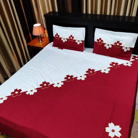 DESIGNER KING SIZE APPLIQUE EMBROIDERED PURE COTTON BEDSHEET 👁️ ⬅️Size : 108/108 inches ⬅️Fabric : 100% Cotton ⬅️Set Contains: 1 bedsheet with 2 pillow covers ⬅️Machine Embroidery ⬅️ 300 Thread Count PRICE 1750 /-Free ship Embroidery Designs Bedsheet, Bedsheets Designs Handmade, Bed Sheet Embroidery Design, Crochet Bed Sheet, Bed Sheets Ideas, Bedsheets Designs, Bedsheet Design, Cute Bed Sheets, Embroidered Sheets