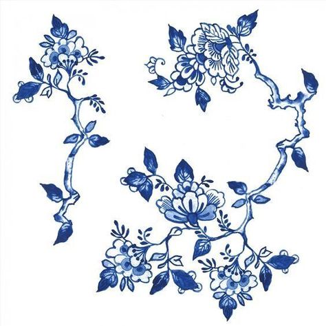 Blue China Patterns, Chinese Porcelain Pattern, Blue Pottery Designs, Blue Ink Tattoos, Fleurs Art Nouveau, Red Tattoo Ideas, Red Ink Tattoo, Sketch Note, Red Tattoo