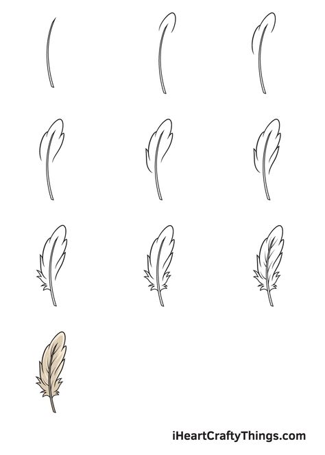 Feather Drawing - How To Draw A Feather Step By Step Feather Sketch Simple, Feather Drawings Simple, How To Draw A Feather Easy, Drawing A Feather, Draw A Feather Step By Step, How To Draw A Feather Step By Step Easy, Feather Drawing Tutorial, Drawing Feathers Step By Step, Feather Drawing Reference