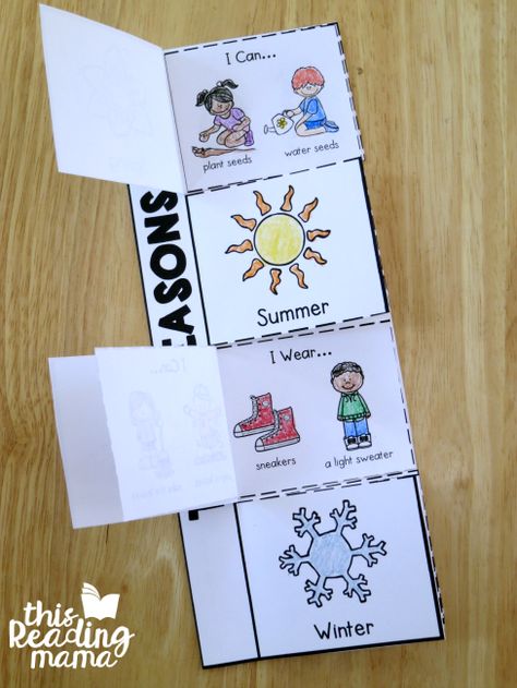 Seasons Flip Book, Seasons Kindergarten, Seasons Preschool, Seasons Lessons, Seasons Worksheets, Preschool Weather, Lap Book, Gratis Printables, Seasons Activities