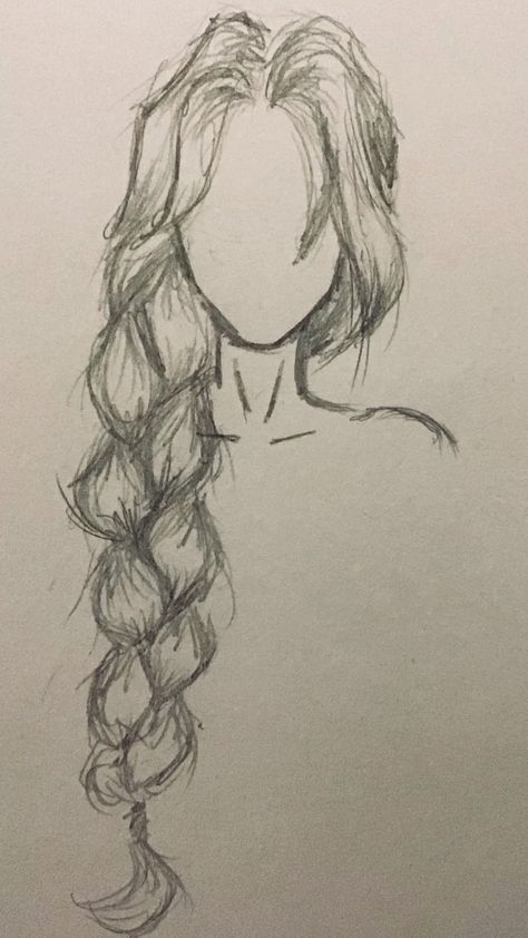 How To Draw Hair Up, Braid Hairstyle Reference Drawing, How To Sketch Braids, Drawing Ideas Dancing, Enchanted Drawings Easy, Things To Sketch In School, Long Braided Hair Drawing Reference, Easy Line Sketches, How To Draw Two Braids