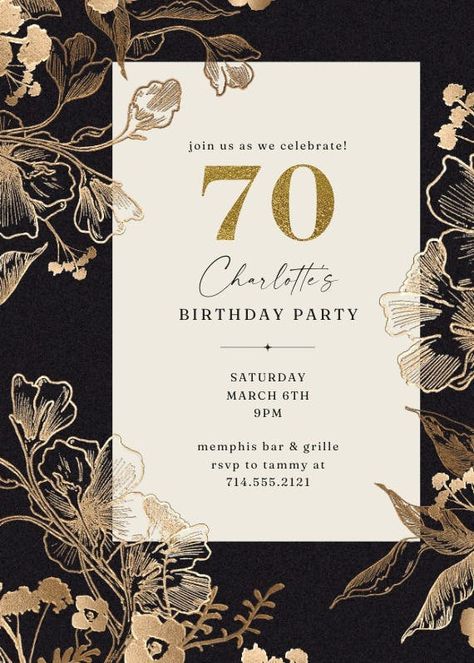 Online Invitations Birthdays, Birthday Invitation Template Free Editable, Bday Invitation Card, Birthday Invitation Design, 70 Birthday, 70th Birthday Invitations, Butterfly Birthday Cards, Template Birthday, Bday Invitations